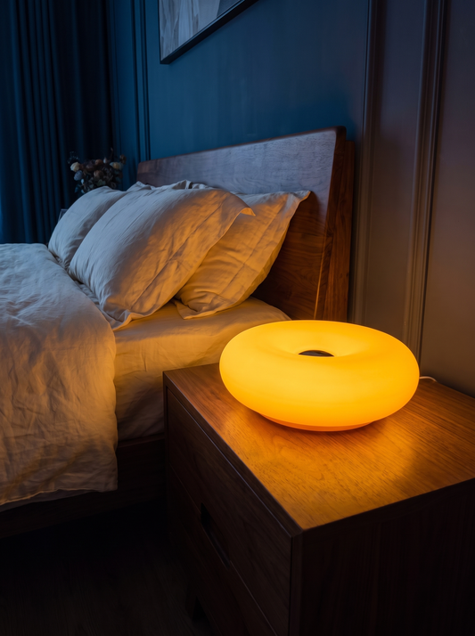 On the nightstand at dusk